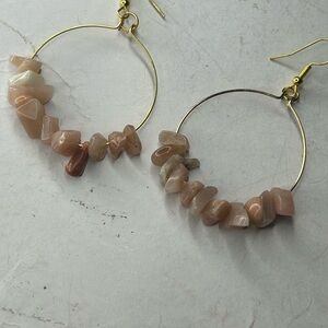 Peach Aventurine Natural Gemstone Hoop Earrings – Confidence & Warm Energy